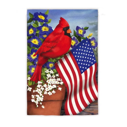 Patriotic Welcome Bird House with Cardinal porch size